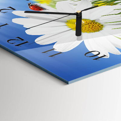 Wanduhr aus glas Blume und Marienkäfer