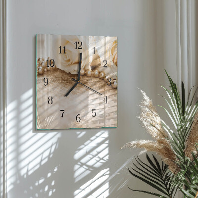 Wanduhr aus glas Vintage Sepia Rosen