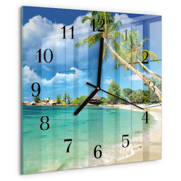 Wanduhr aus glas Strandpalmen