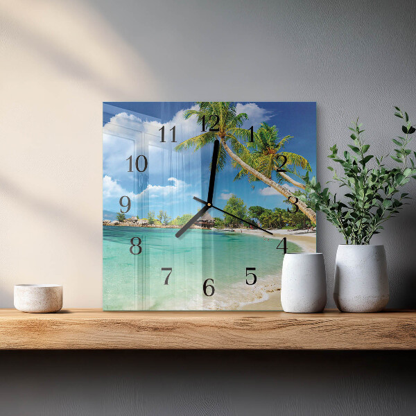 Wanduhr aus glas Strandpalmen