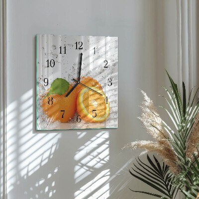 Wanduhr aus glas Orangen