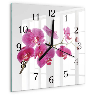 Wanduhr aus glas Orchidee