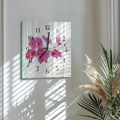 Wanduhr aus glas Orchidee