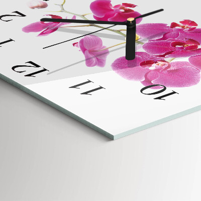 Wanduhr aus glas Orchidee