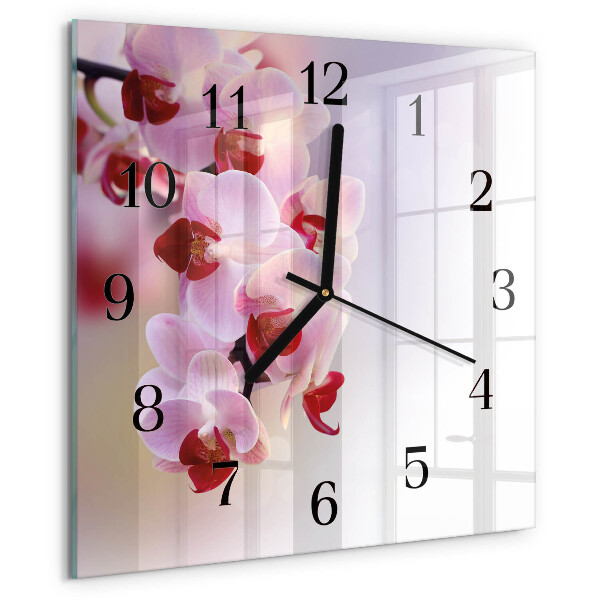 Wanduhr aus glas Orchidee