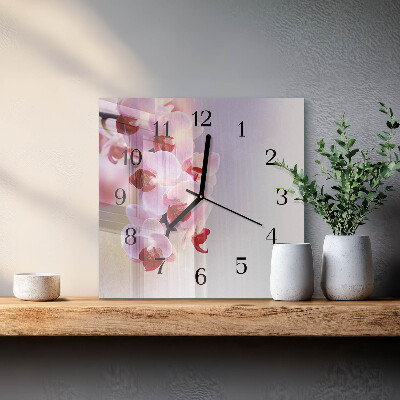 Wanduhr aus glas Orchidee