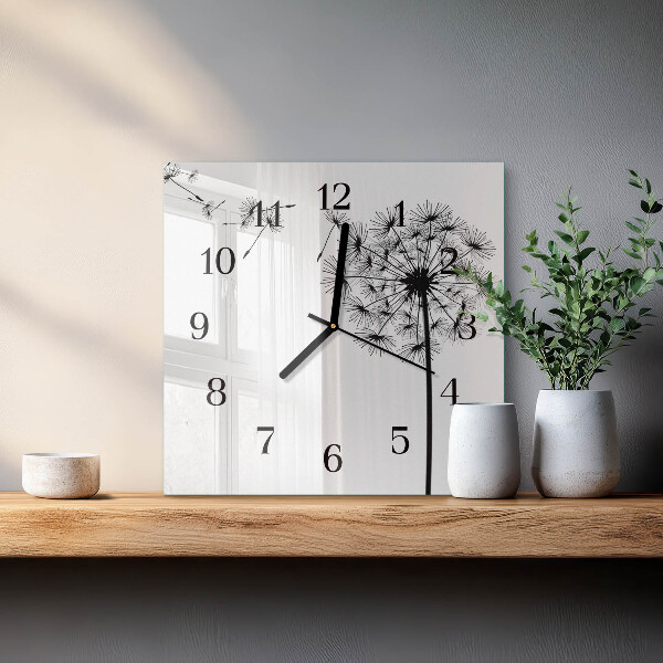 Wanduhr aus glas Löwenzahn