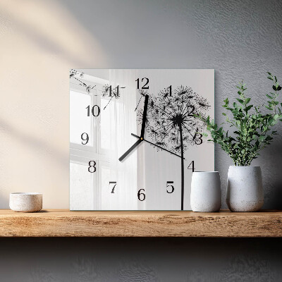 Wanduhr aus glas Löwenzahn