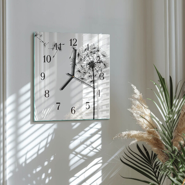 Wanduhr aus glas Löwenzahn