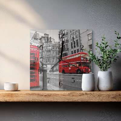 Wanduhr aus glas Roter Bus
