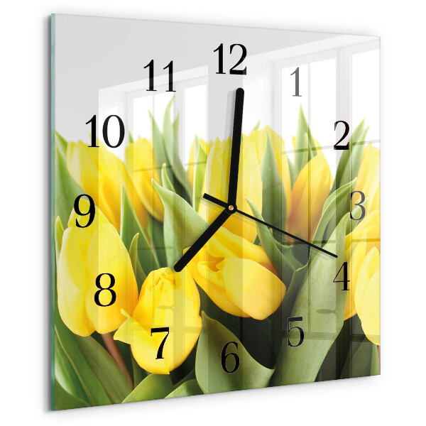 Wanduhr aus glas Tulpenblüten