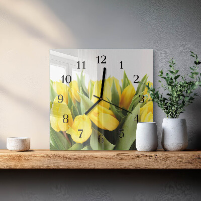 Wanduhr aus glas Tulpenblüten