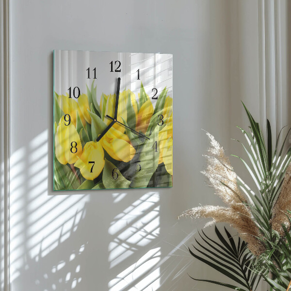 Wanduhr aus glas Tulpenblüten
