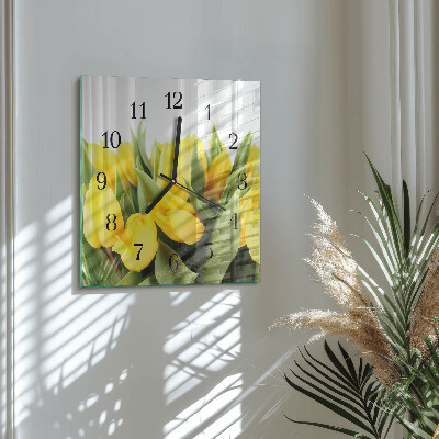 Wanduhr aus glas Tulpenblüten
