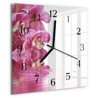 Wanduhr aus glas Orchidee