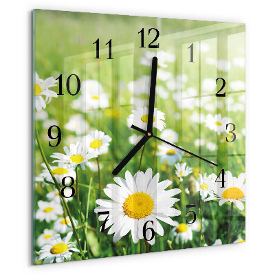 Wanduhr aus glas Gänseblümchen