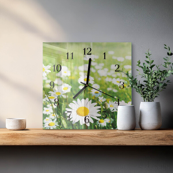 Wanduhr aus glas Gänseblümchen