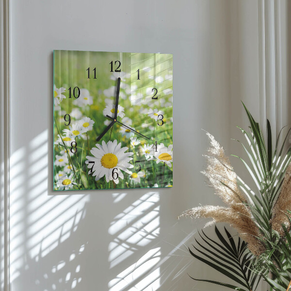 Wanduhr aus glas Gänseblümchen