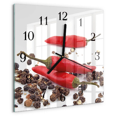 Wanduhr aus glas Chilischoten