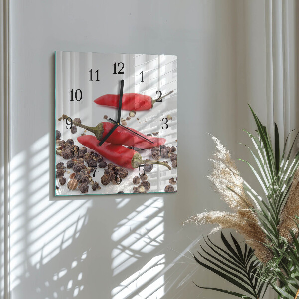 Wanduhr aus glas Chilischoten