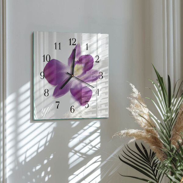 Wanduhr aus glas Orchideenblüte
