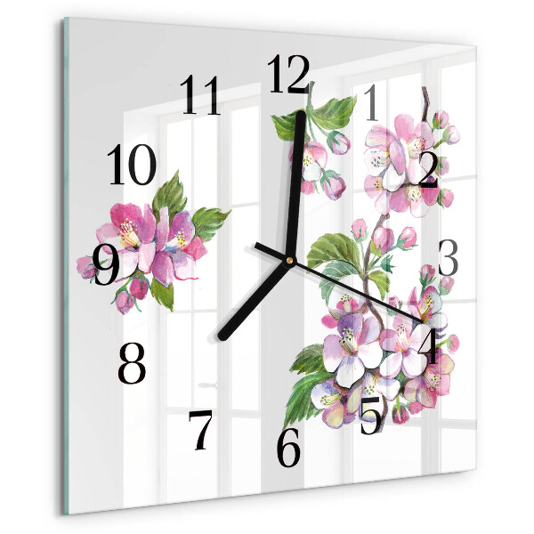Wanduhr aus glas Blumen