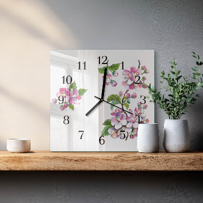 Wanduhr aus glas Blumen