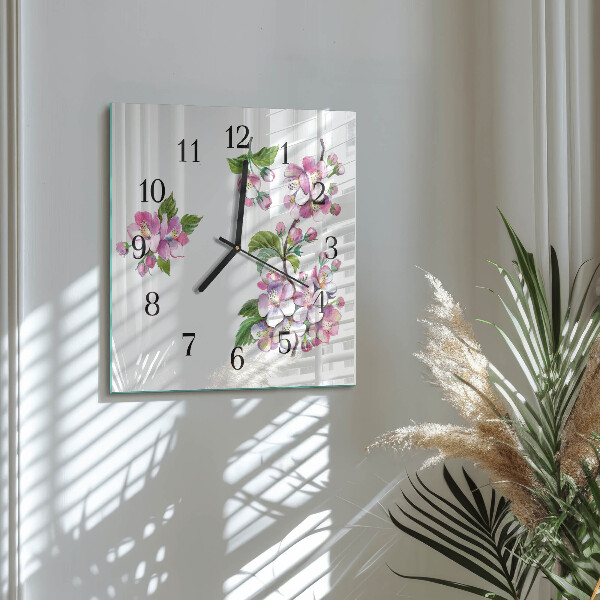 Wanduhr aus glas Blumen