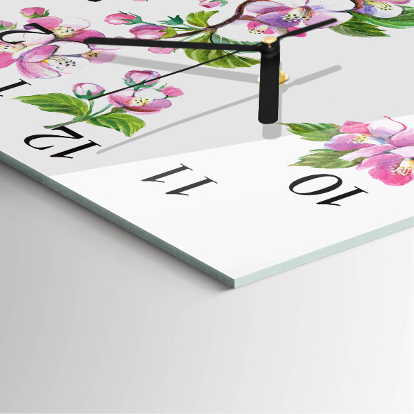 Wanduhr aus glas Blumen