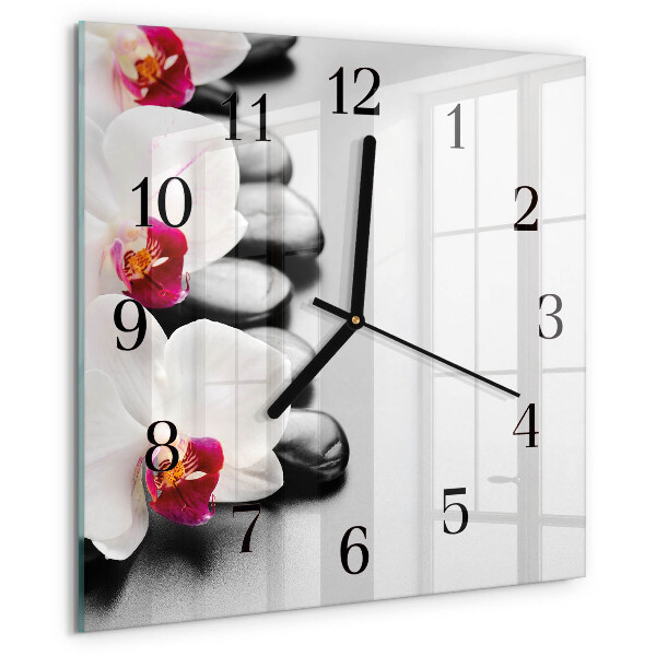 Wanduhr aus glas Orchideensteine