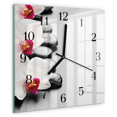 Wanduhr aus glas Orchideensteine