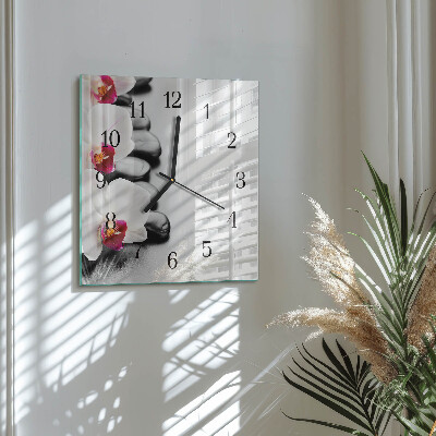Wanduhr aus glas Orchideensteine