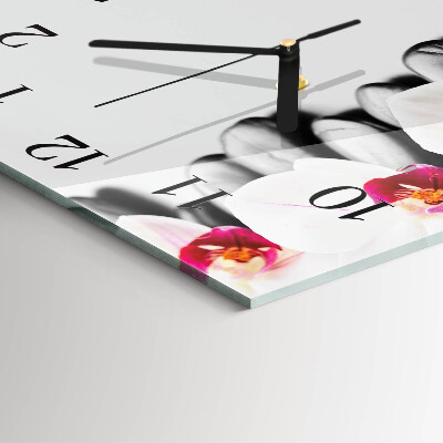 Wanduhr aus glas Orchideensteine