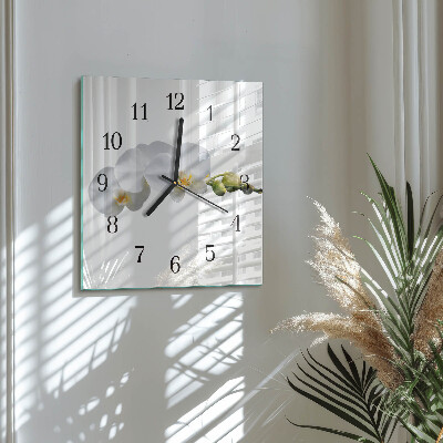 Wanduhr aus glas Orchidee