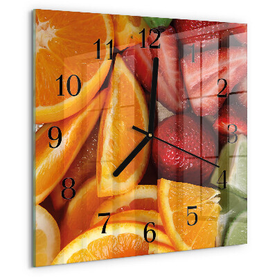 Wanduhr aus glas Obst