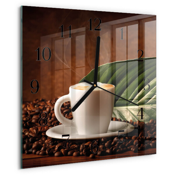 Wanduhr aus glas Tasse Kaffee
