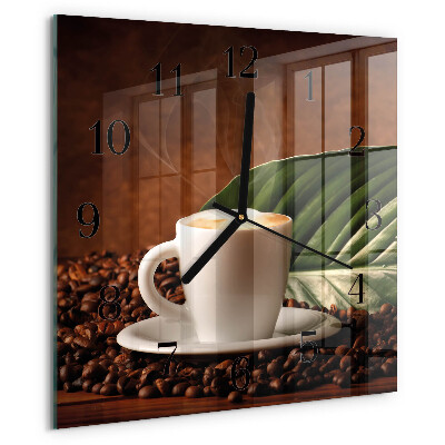 Wanduhr aus glas Tasse Kaffee