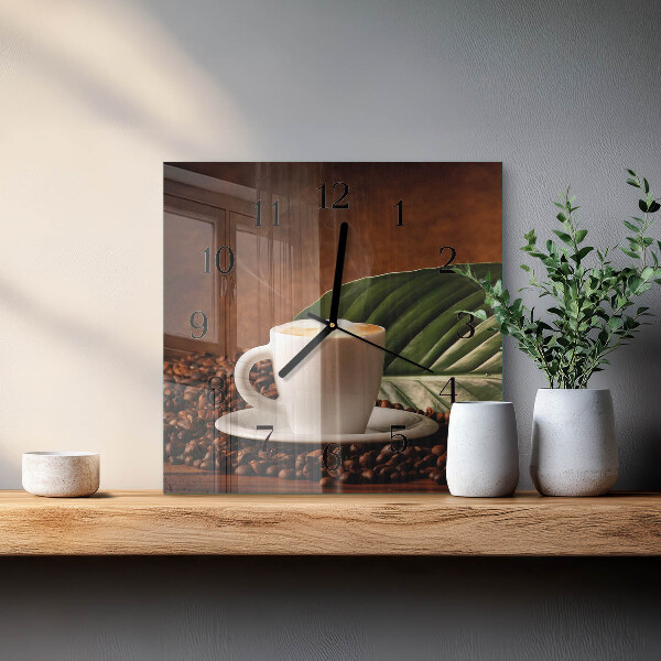 Wanduhr aus glas Tasse Kaffee