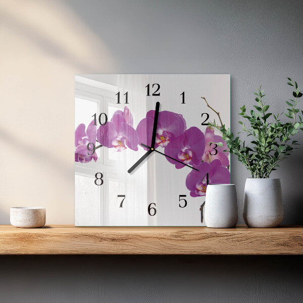 Wanduhr aus glas Orchidee