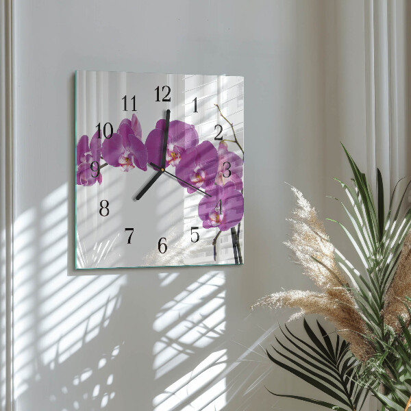 Wanduhr aus glas Orchidee