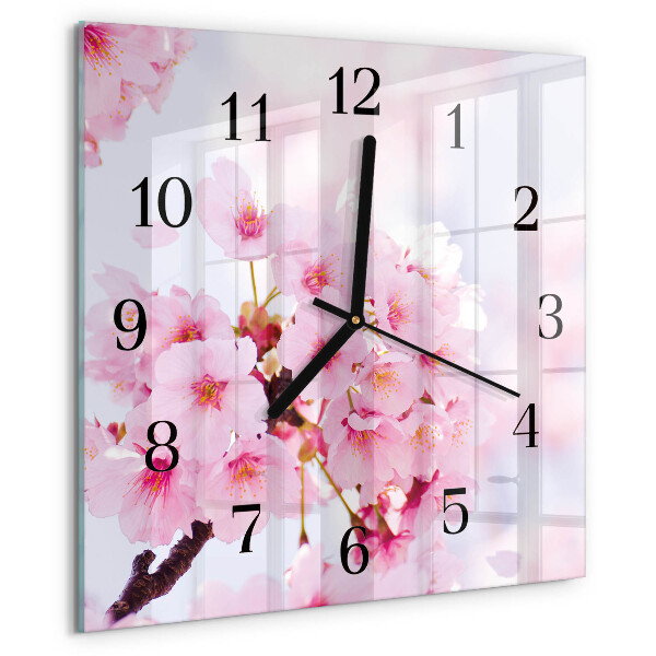 Wanduhr aus glas Blumen