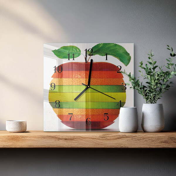 Wanduhr aus glas Apfel