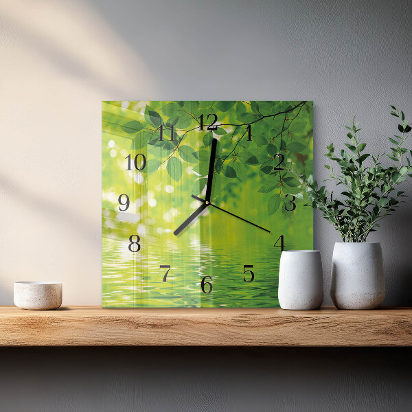 Wanduhr aus glas Blätter