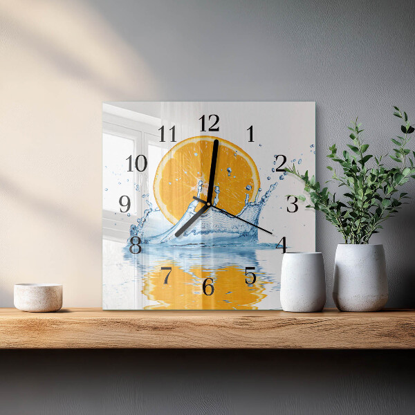 Wanduhr aus glas Orangenwasser