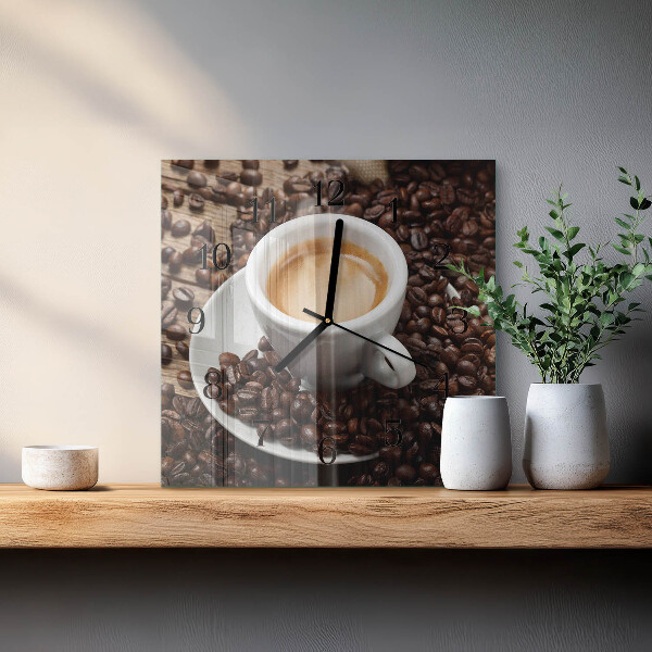 Wanduhr aus glas Tasse Kaffee