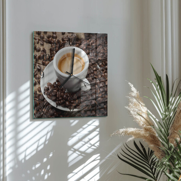 Wanduhr aus glas Tasse Kaffee