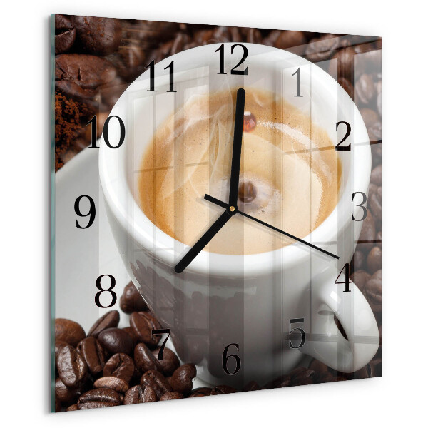 Wanduhr aus glas Tasse Kaffee