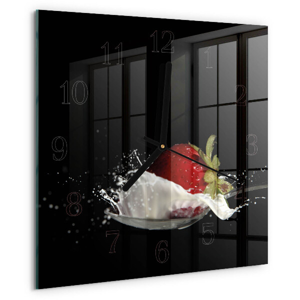 Wanduhr aus glas Erdbeere