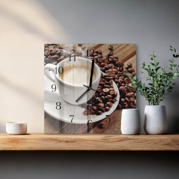 Wanduhr aus glas Tasse Kaffee