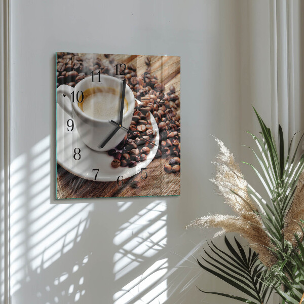 Wanduhr aus glas Tasse Kaffee